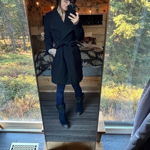 Eclipse, black  tie up trench coat pea coat size M - Picture 9 of 15